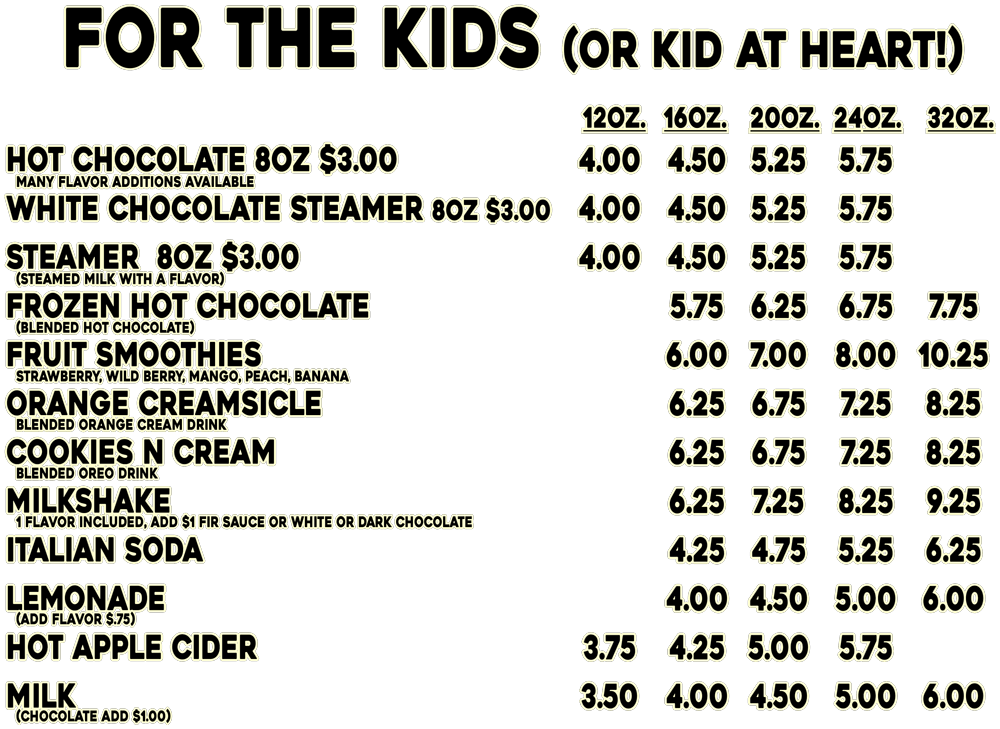 For the Kids Menu