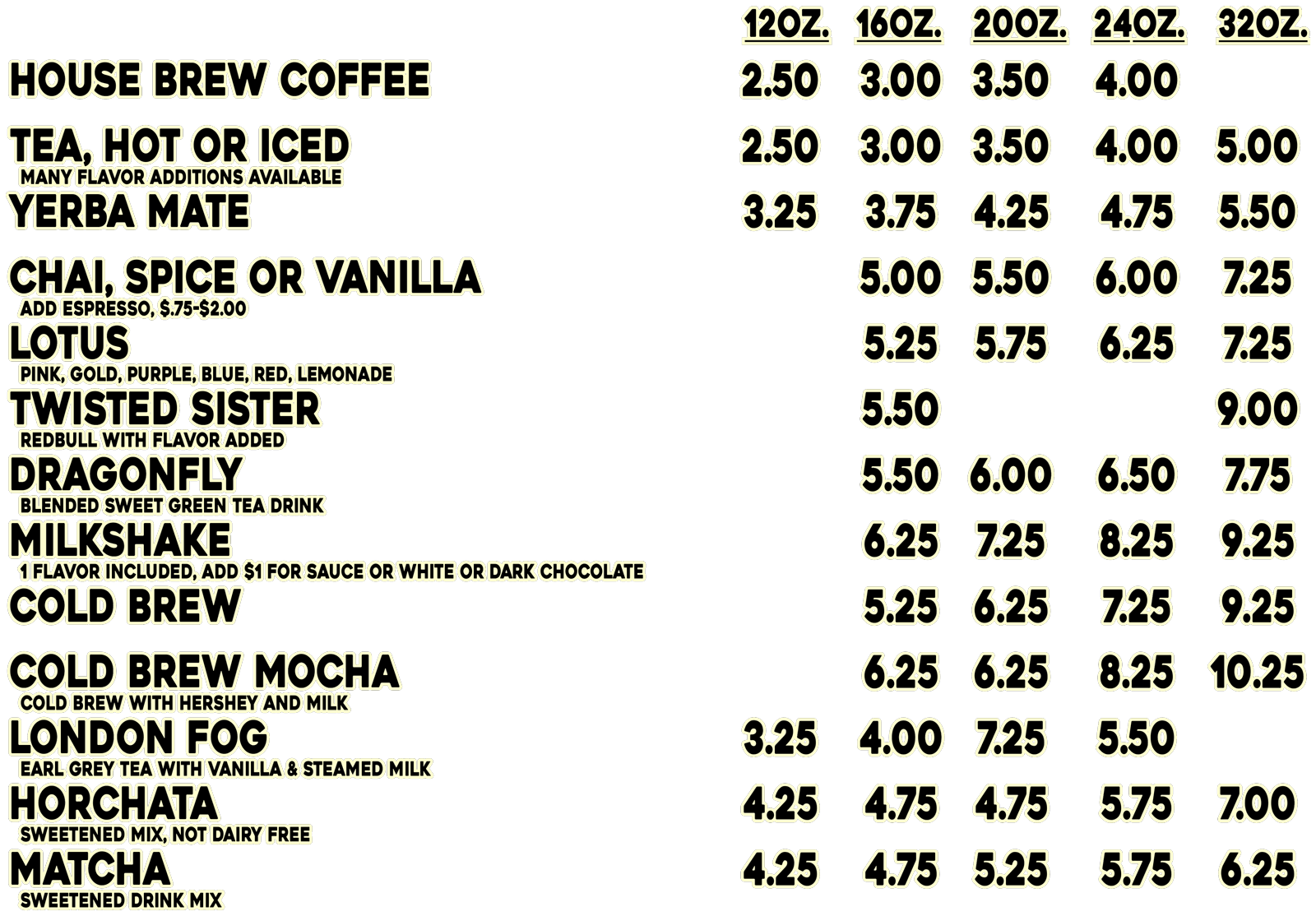 Non Espresso Specialty Drinks