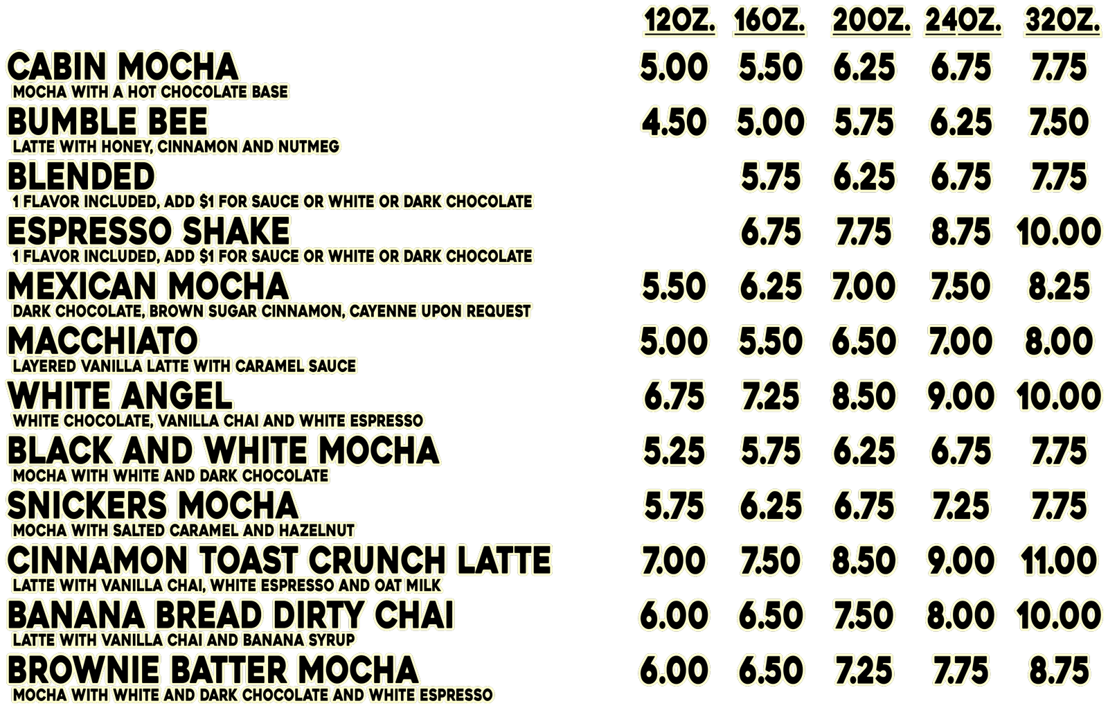 Specialty Espresso Drinks